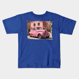 Pink Vintage Car Kids T-Shirt